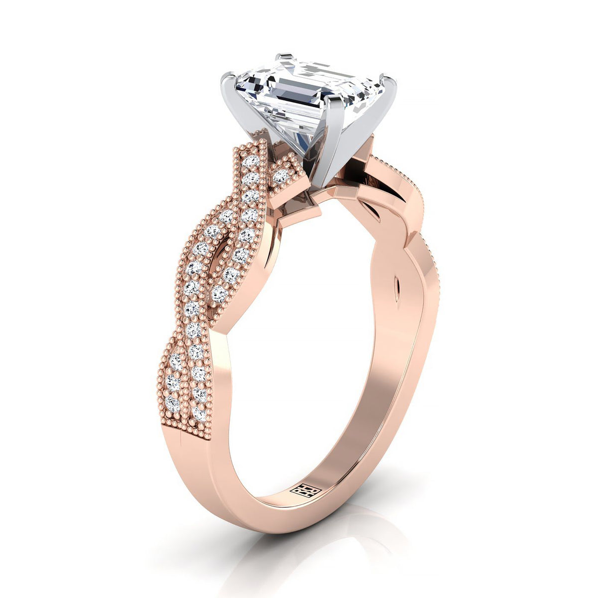 Select Vintage Solitaire Cut styling on The Molly emerald engagement ring setting | RockHer