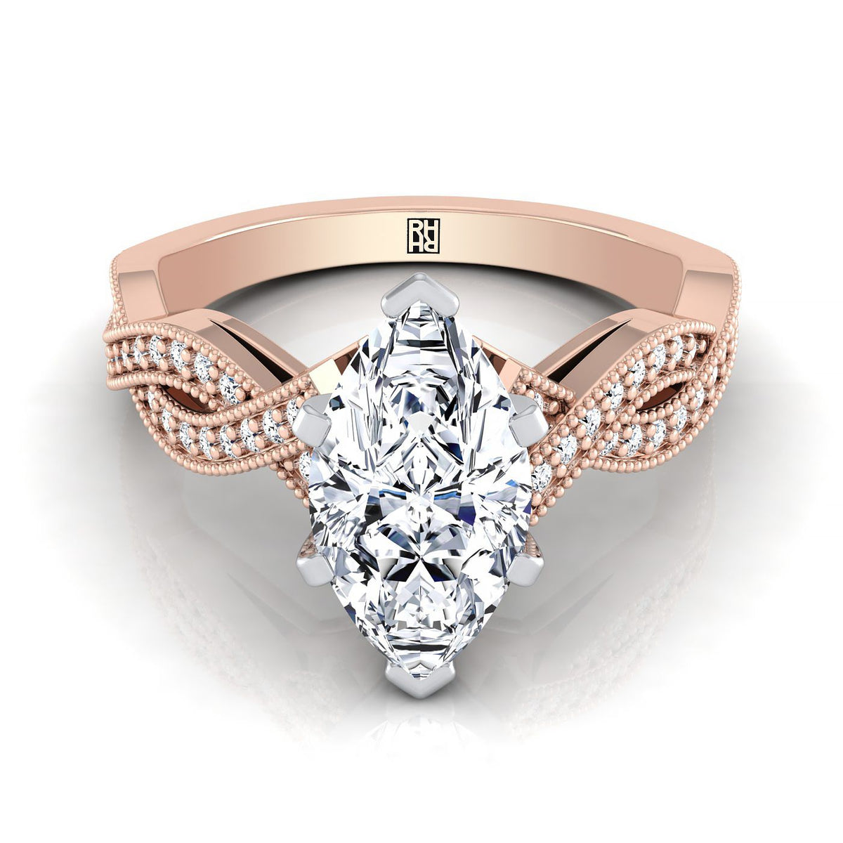 The Molly marquise engagement ring setting in 14K Rose Gold | RockHer
