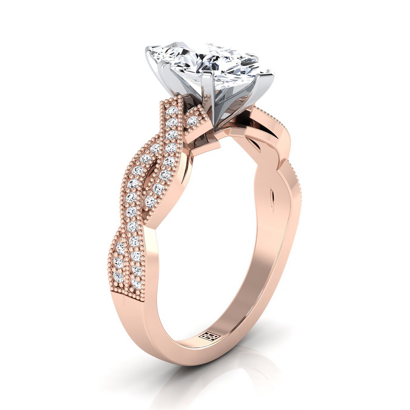Select Vintage Solitaire styling on The Molly marquise engagement ring setting | RockHer
