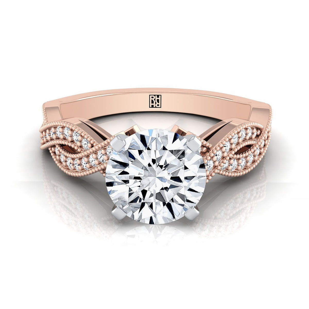 The Molly round engagement ring setting in 14K Rose Gold | RockHer