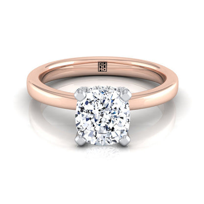 Hidden Pavé Basket Crown Solitaire Cushion, in 14K Rose Gold, prong setting – view 8 | RockHer