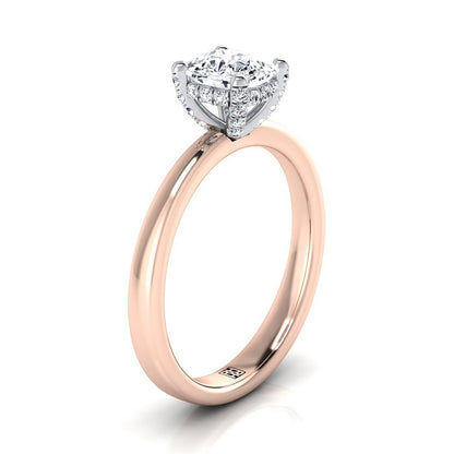 Annabelle Select Hidden Pavé Basket Crown Solitaire Cushion Cut Lab Diamond Engagement Ring in 14K Rose Gold | RockHer
