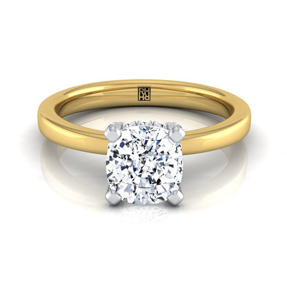 Annabelle Select hidden pavé basket crown solitaire cushion cushion ring in 14K Yellow Gold — view — RockHer