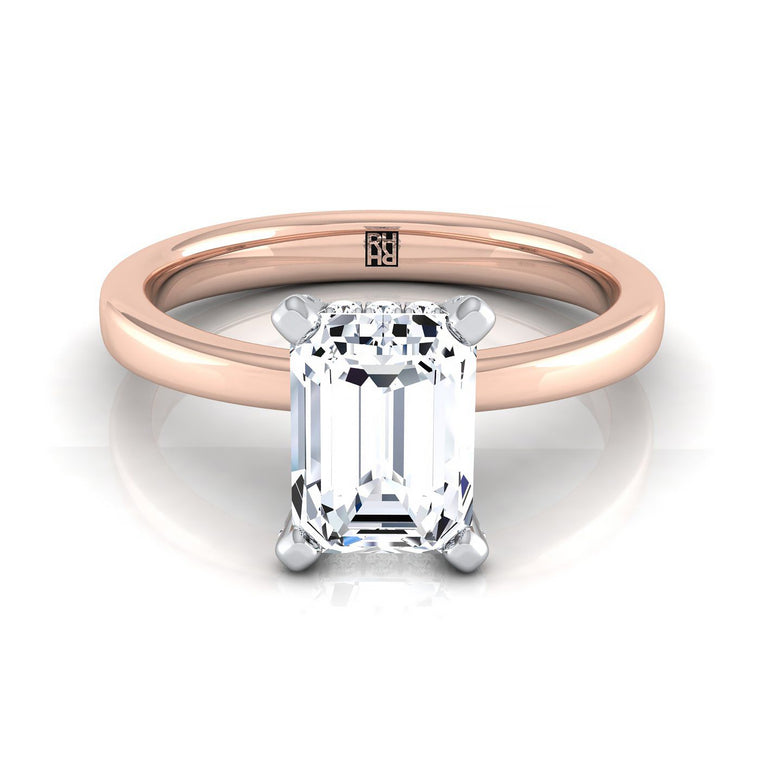 The Annabelle Select Pavé Emerald Cut Lab Diamond Engagement Ring in 14K Rose Gold
