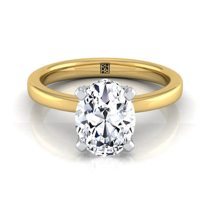 Hidden Pavé Basket Crown Solitaire Oval, in 18K Yellow Gold | RockHer