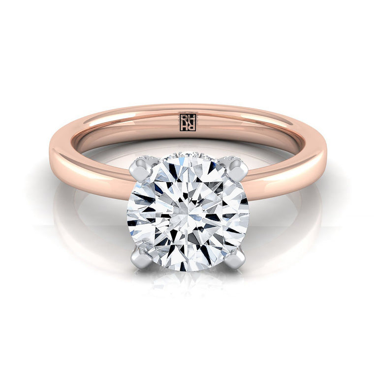 The Annabelle Hidden Pavé Basket Crown Solitaire Round Engagement Ring Setting in 14K Rose Gold