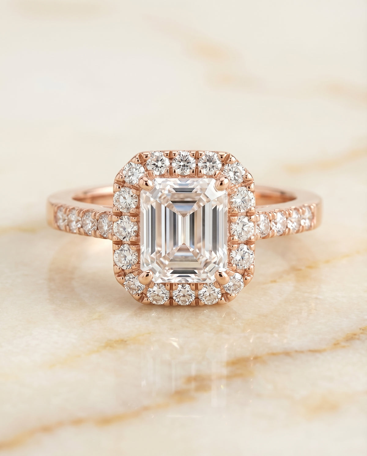 The Crimson emerald engagement ring setting in 14K Rose Gold | RockHer