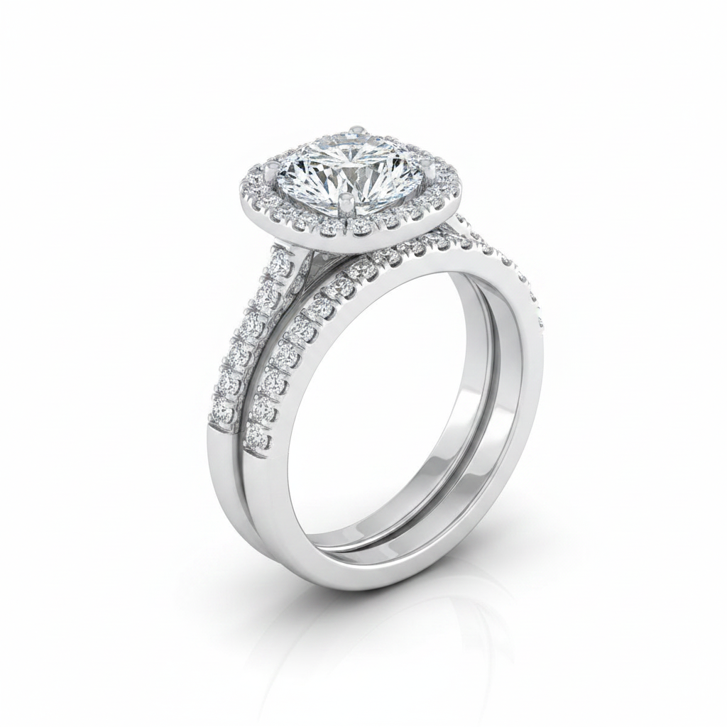 The Eddie Matching Wedding Band, Round in 18K White Gold
