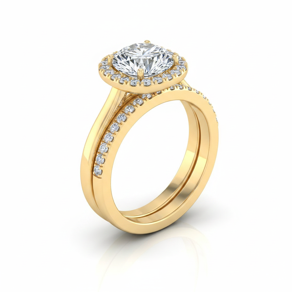 The Eddie Matching Wedding Band, Round in 18K Yellow Gold
