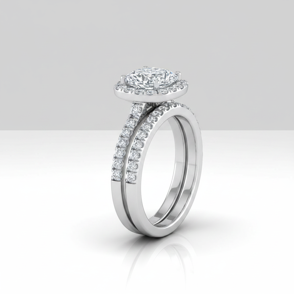 The Eddie Matching Wedding Band, Cushion in Platinum