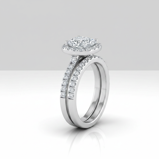 The Eddie Matching Wedding Band, Cushion in Platinum