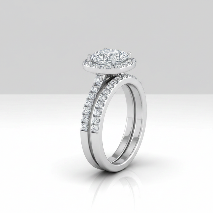 The Eddie Matching Wedding Band, Cushion in Platinum | RockHer