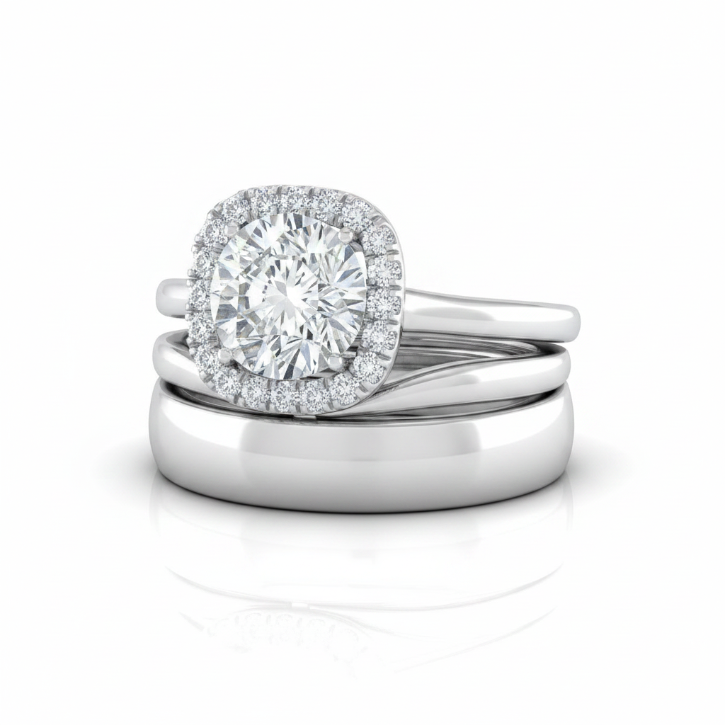 The Eddie Matching Wedding Band, Round in Platinum