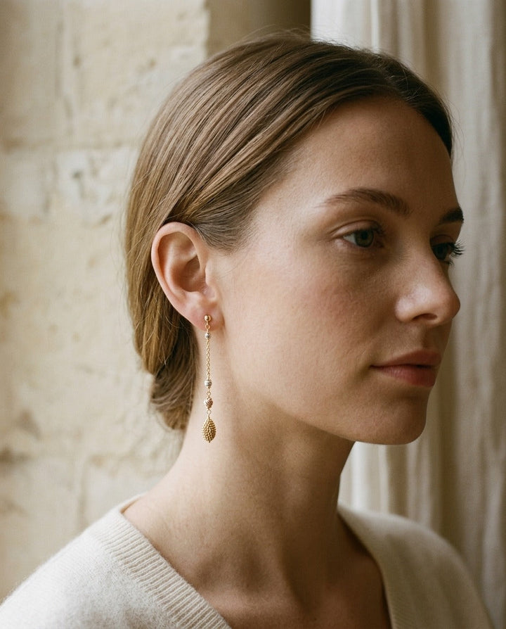 14K Tri-Color Gold Drop Earrings | RockHer
