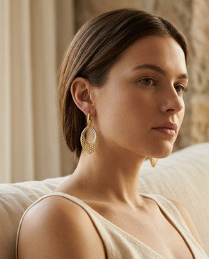 14K Two-Tone Gold Twisted Oval Drop Earrings | RockHer