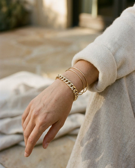 14K Yellow Gold Curb Link Bracelet, 8.5 Inch | RockHer