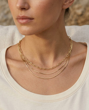14K Yellow Gold Paperclip Chain Necklace, 18 Inch, on chain | RockHer