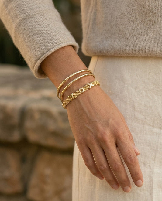 14K Yellow Gold Textured XOX Link Bracelet, 7.5 Inch | RockHer