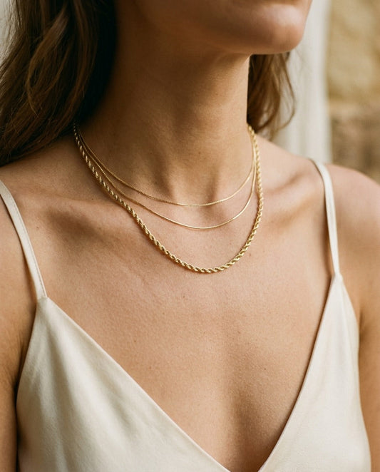 18K Yellow Gold Twisted Rope Chain Necklace – on chain | RockHer