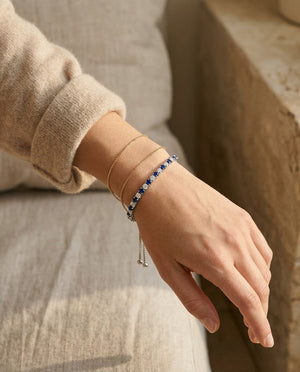 Alternating Sapphire and Diamond Bolo Bracelet in 14k White Gold 2.13ctw | RockHer
