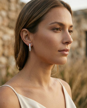 Diamond Hinged Oval Hoop Earrings in 14k White Gold 0.70ctw | RockHer