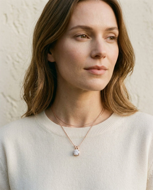 Lab Grown Round Solitaire Diamond Pendant, 2-3/4 ct. | 14K Rose Gold | 4-Prong