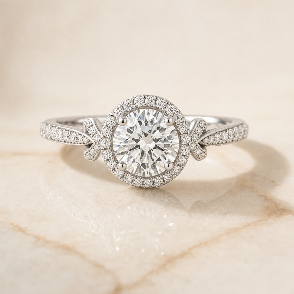The Bess round engagement ring setting in Platinum | RockHer