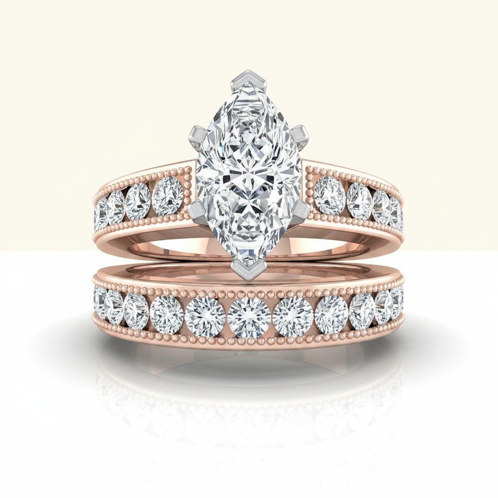 The Eleanor Matching Wedding Band, Marquise in 14K Rose Gold