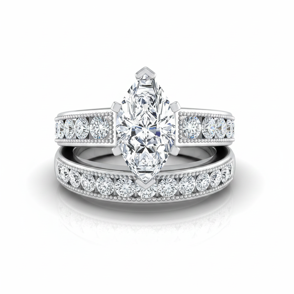 The Eleanor Matching Wedding Band, Marquise in 18K White Gold