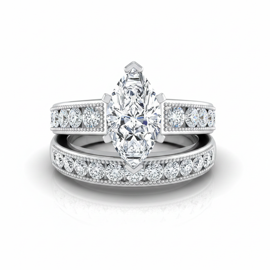 The Eleanor Matching Wedding Band, Marquise in 18K White Gold