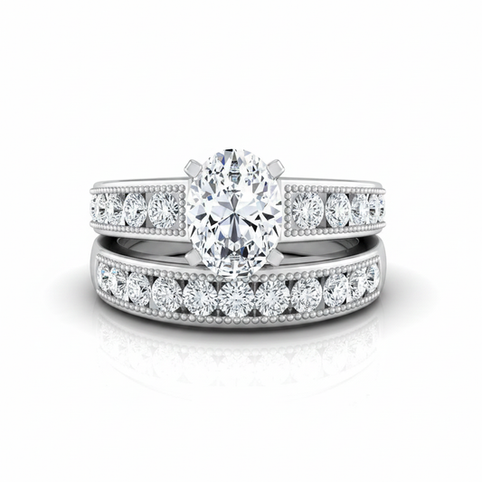 The Eleanor Matching Wedding Band, Oval in 18K White Gold