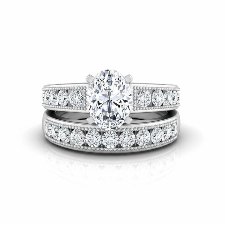 The Eleanor Matching Wedding Band, Oval in 18K White Gold | RockHer