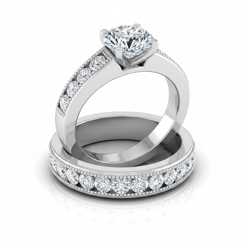 The Eleanor Matching Wedding Band, Round in 18K White Gold