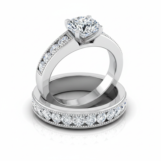 The Eleanor Matching Wedding Band, Round in 18K White Gold