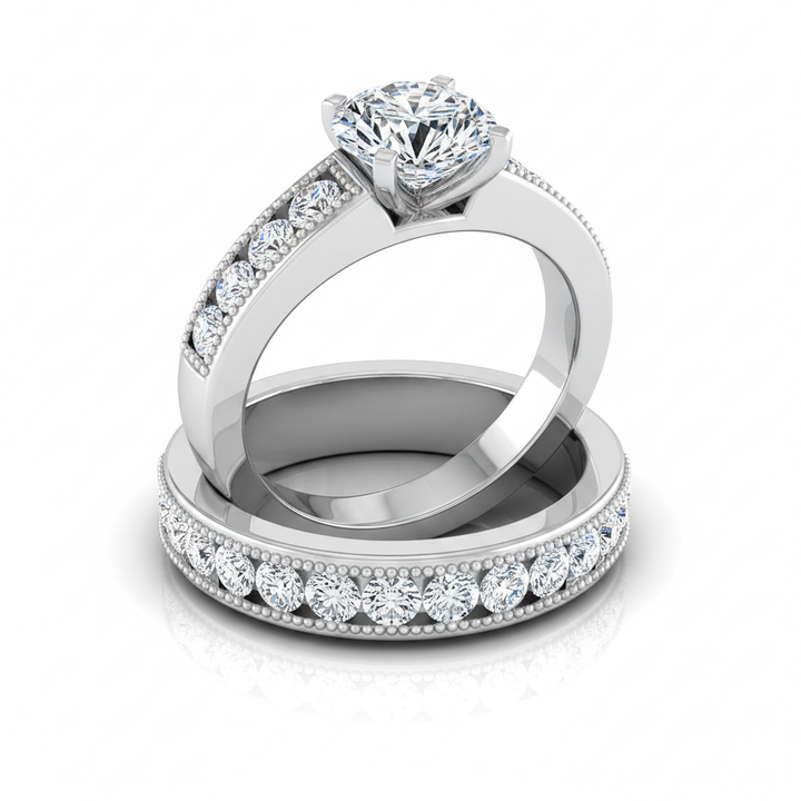 The Eleanor Matching Wedding Band, Round in 18K White Gold | RockHer