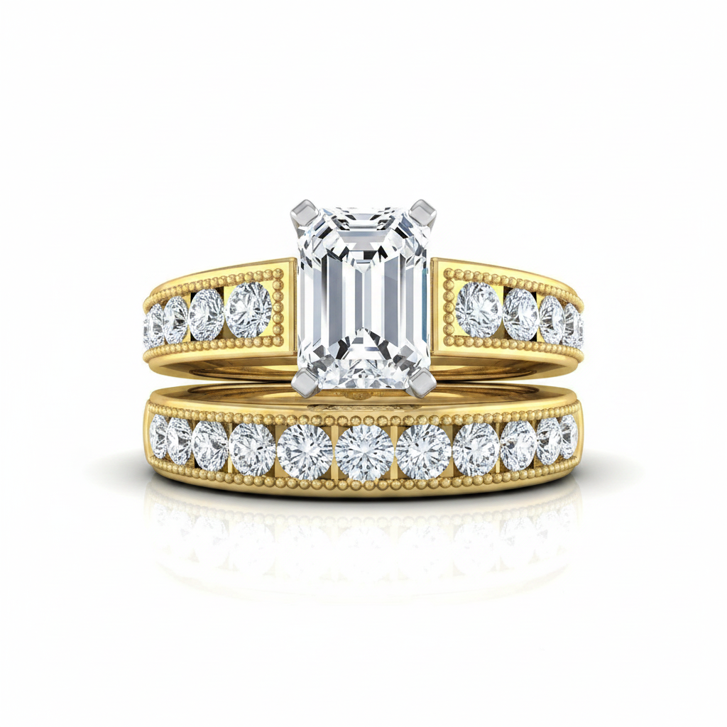 The Eleanor Matching Wedding Band, Emerald in 18K Yellow Gold