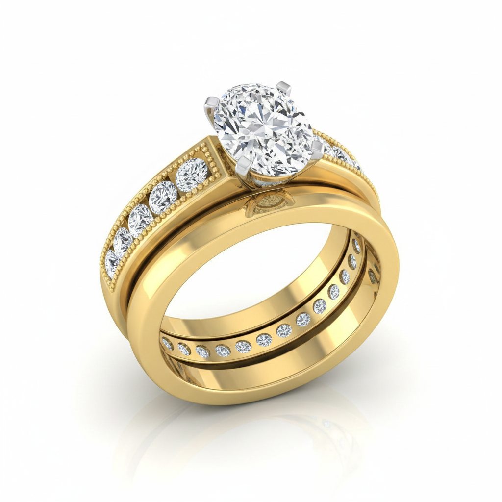 The Eleanor Matching Wedding Band, Oval in 18K Yellow Gold