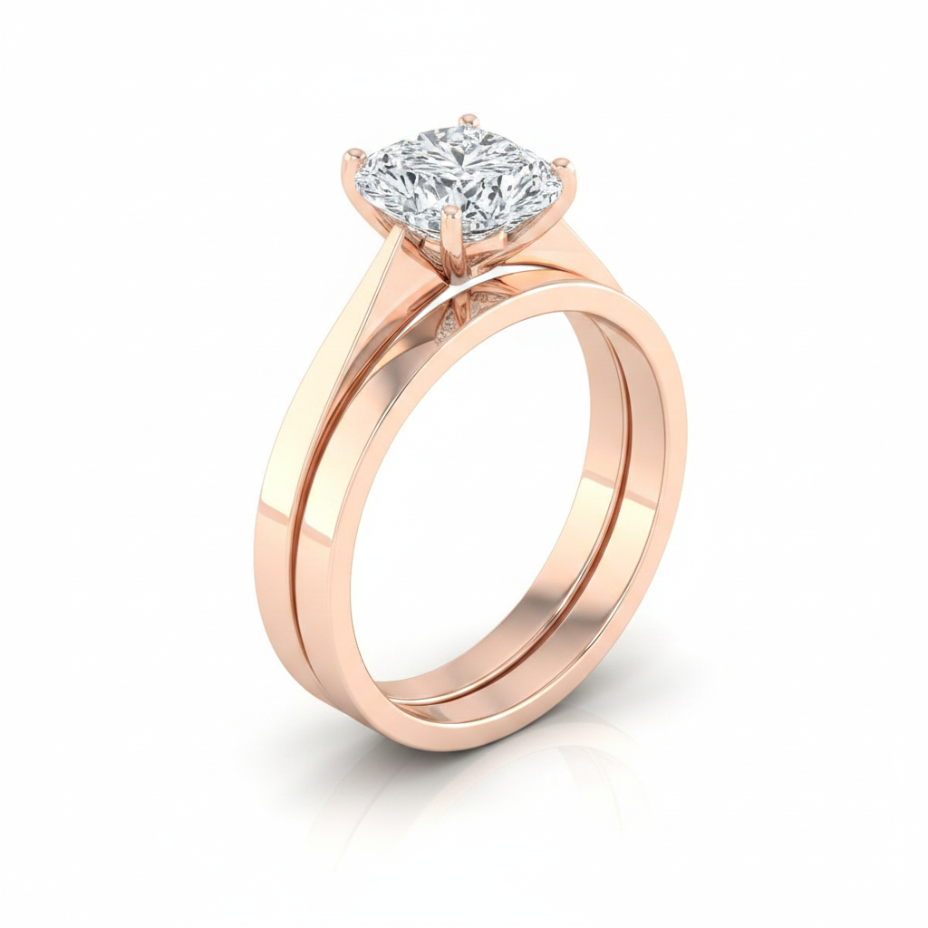 The Elena Matching Wedding Band, Heart in 14K Rose Gold