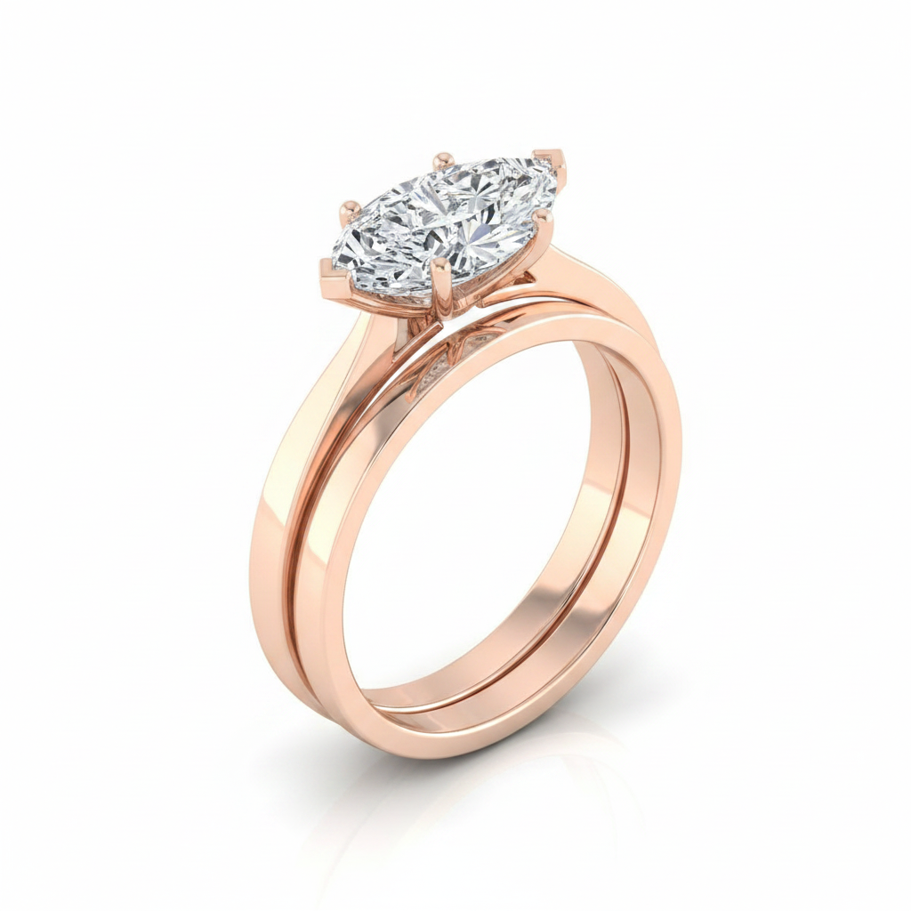 The Elena Matching Wedding Band, Marquise in 14K Rose Gold