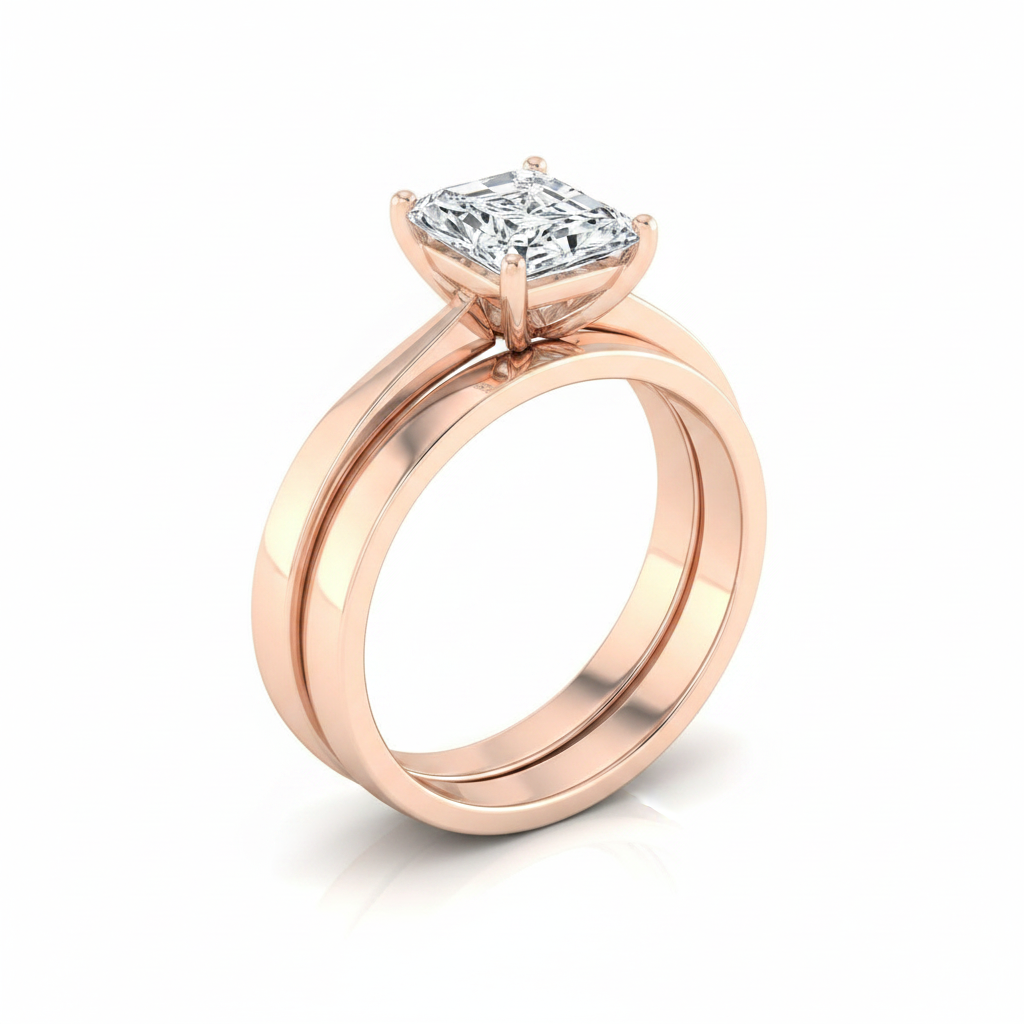 The Elena Matching Wedding Band, Radiant in 14K Rose Gold