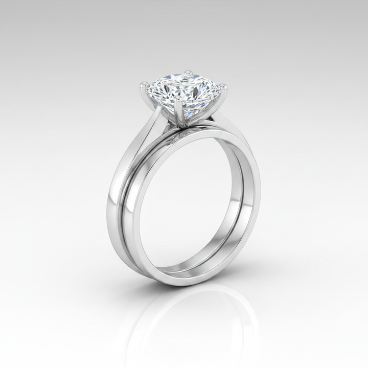 The Elena Matching Wedding Band, Cushion in 18K White Gold | RockHer