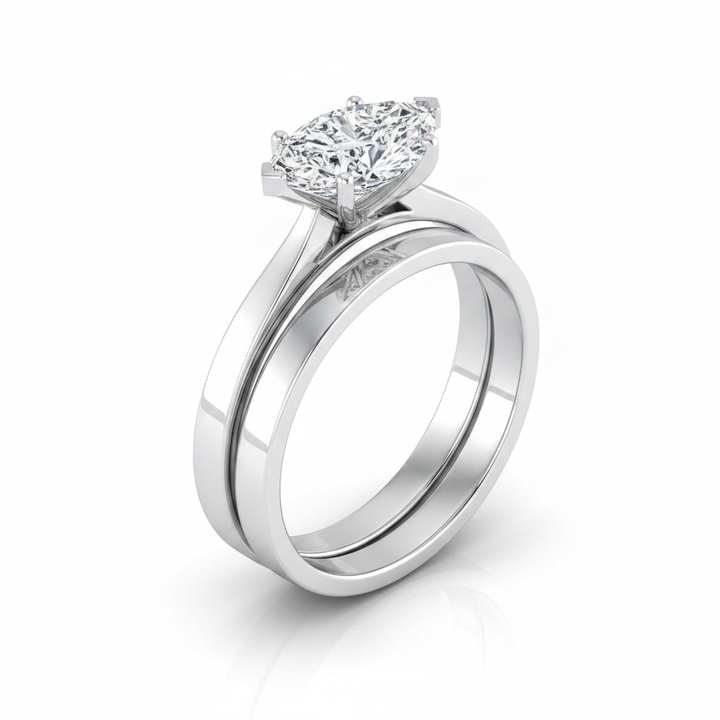 The Elena Matching Wedding Band, Marquise in 18K White Gold | RockHer