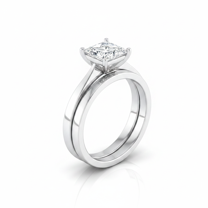The Elena Matching Wedding Band, Princess in 18K White Gold | RockHer