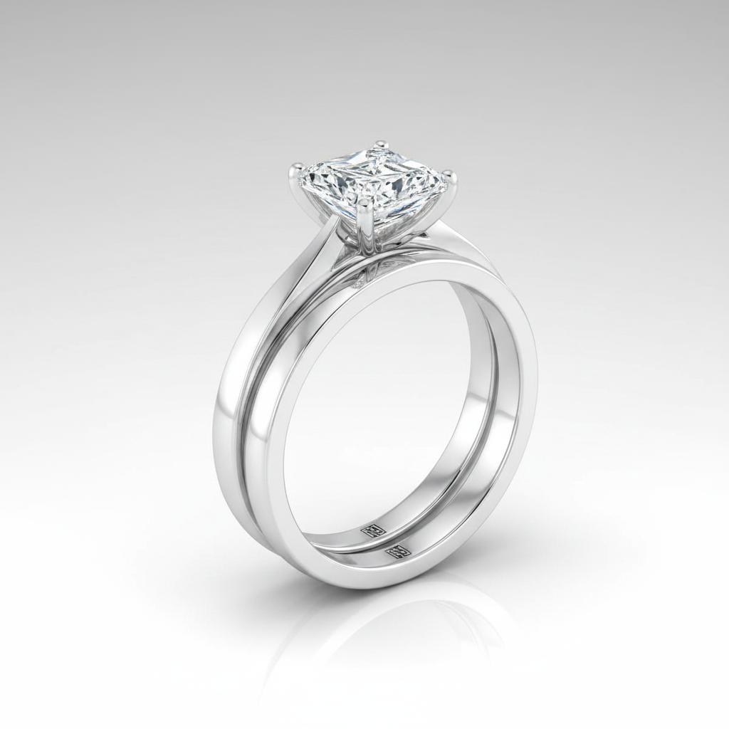 The Elena Matching Wedding Band, Radiant in 18K White Gold