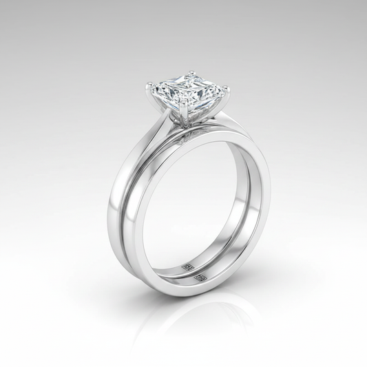 The Elena Matching Wedding Band, Radiant in 18K White Gold