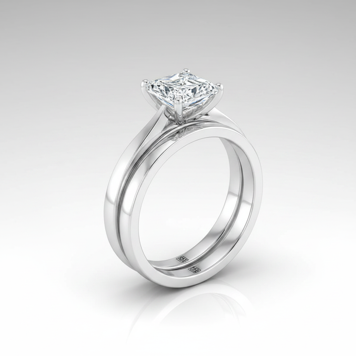 The Elena Matching Wedding Band, Radiant in 18K White Gold | RockHer