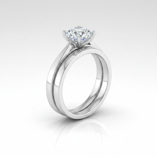 The Elena Matching Wedding Band, Round in 18K White Gold