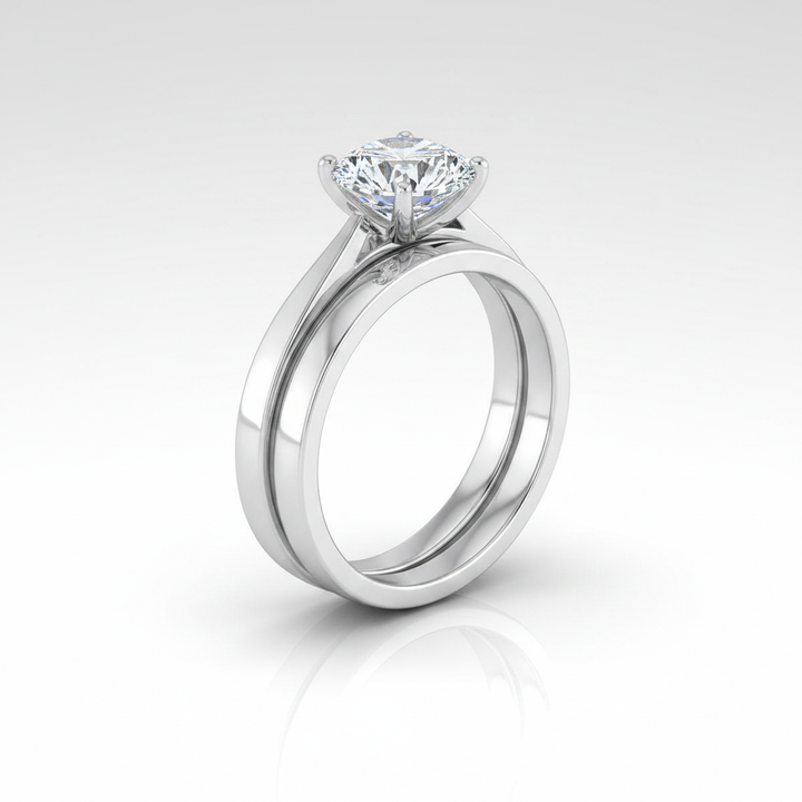 The Elena Matching Wedding Band, Round in 18K White Gold | RockHer