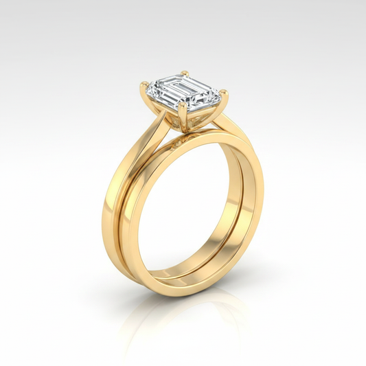 The Elena Matching Wedding Band, Emerald in 18K Yellow Gold