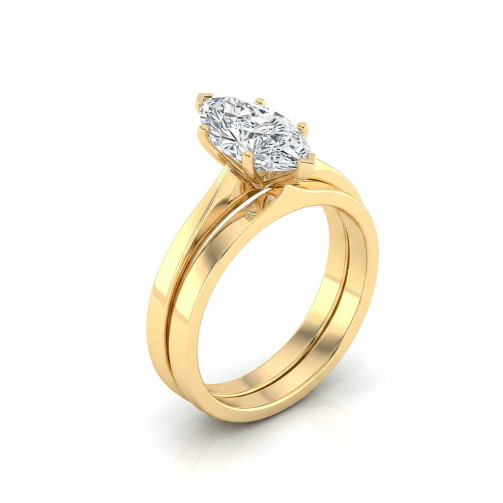 The Elena Matching Wedding Band, Marquise in 18K Yellow Gold